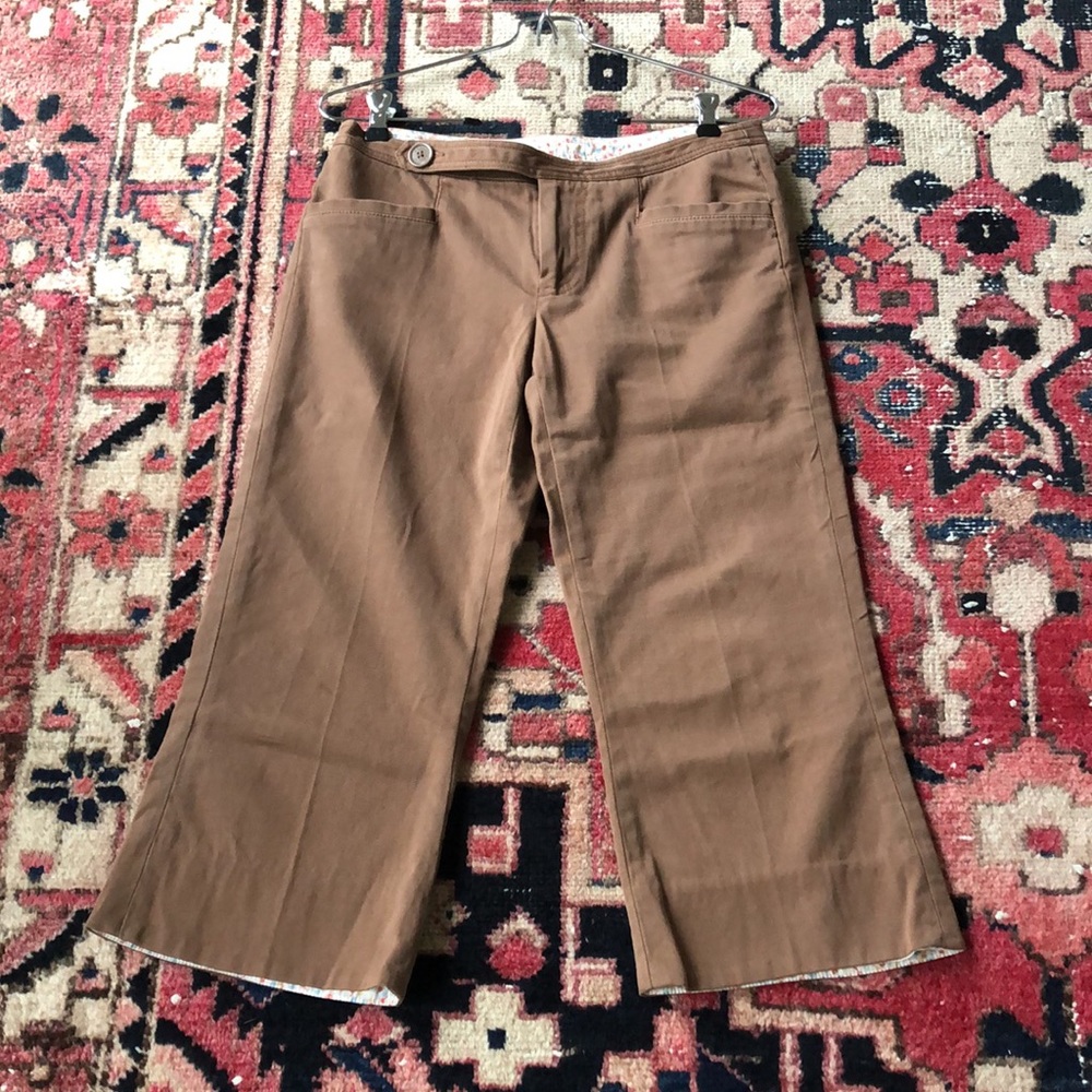 MARC JACOBS vintage brown cotton crop pants floral fabric lining size 4
